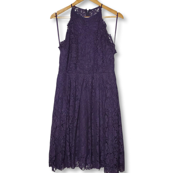 Asos High Neck Halter Lace Dress Navy Size 10 - Picture 1 of 9